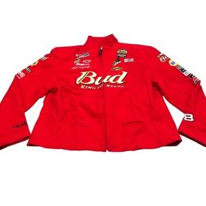 Chase Authentics Budweiser Racing Jacket Womens XXL Red Dale Earnhardt Jr Nascar